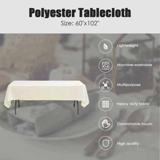 10 pcs 60" x 102" Rectangle Polyester Tablecloth-Ivory