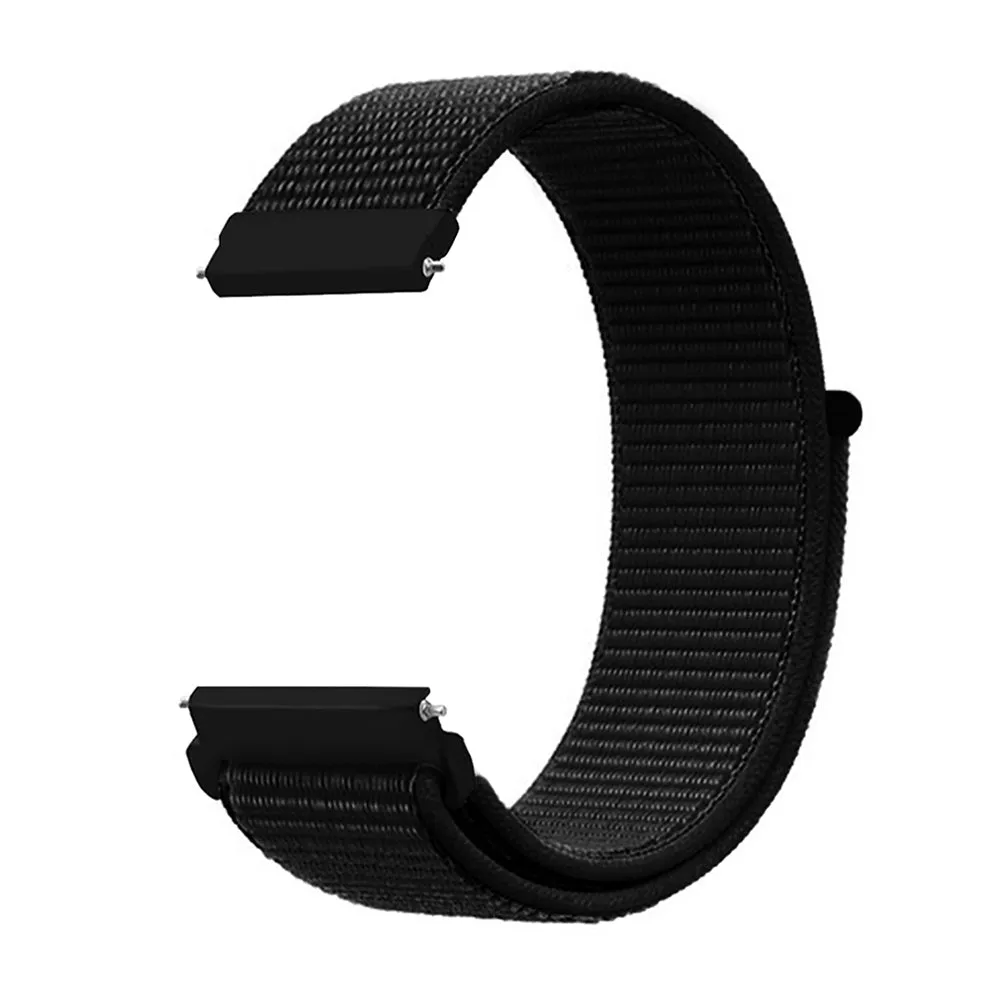 20mm SmartWatch Sport Loop Nylon Bands Jet Black