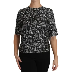 Dolce & Gabbana Exquisite Trumpet Print Silk Blouse