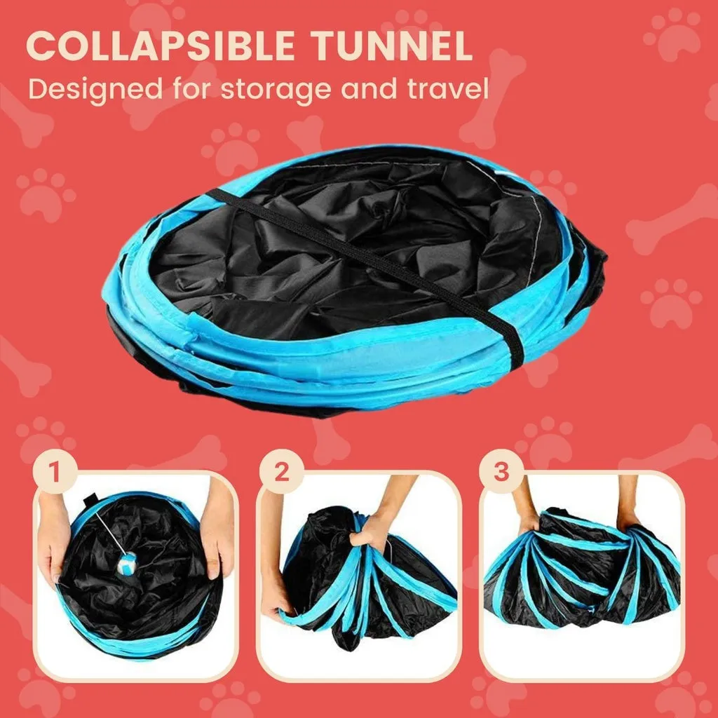 Durable 3-Way Cat Tunnel with Bell Toy and Peephole