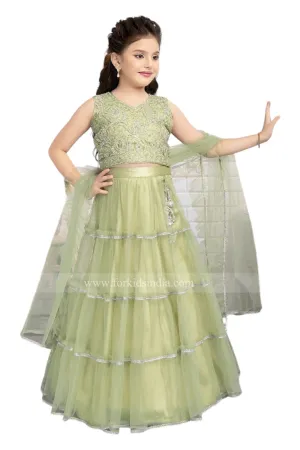 Fresh green kids lehenga set