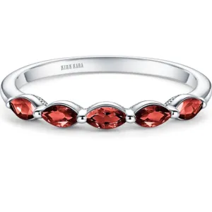 Kirk Kara "Stella" East-West Marquise Set Red Ruby Wedding Band