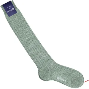 Knee Socks - Ribbed - Green - Pure Linen