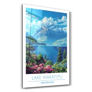 Lake Wakatipu New Zealand-Travel Posters | Glass Wall Art