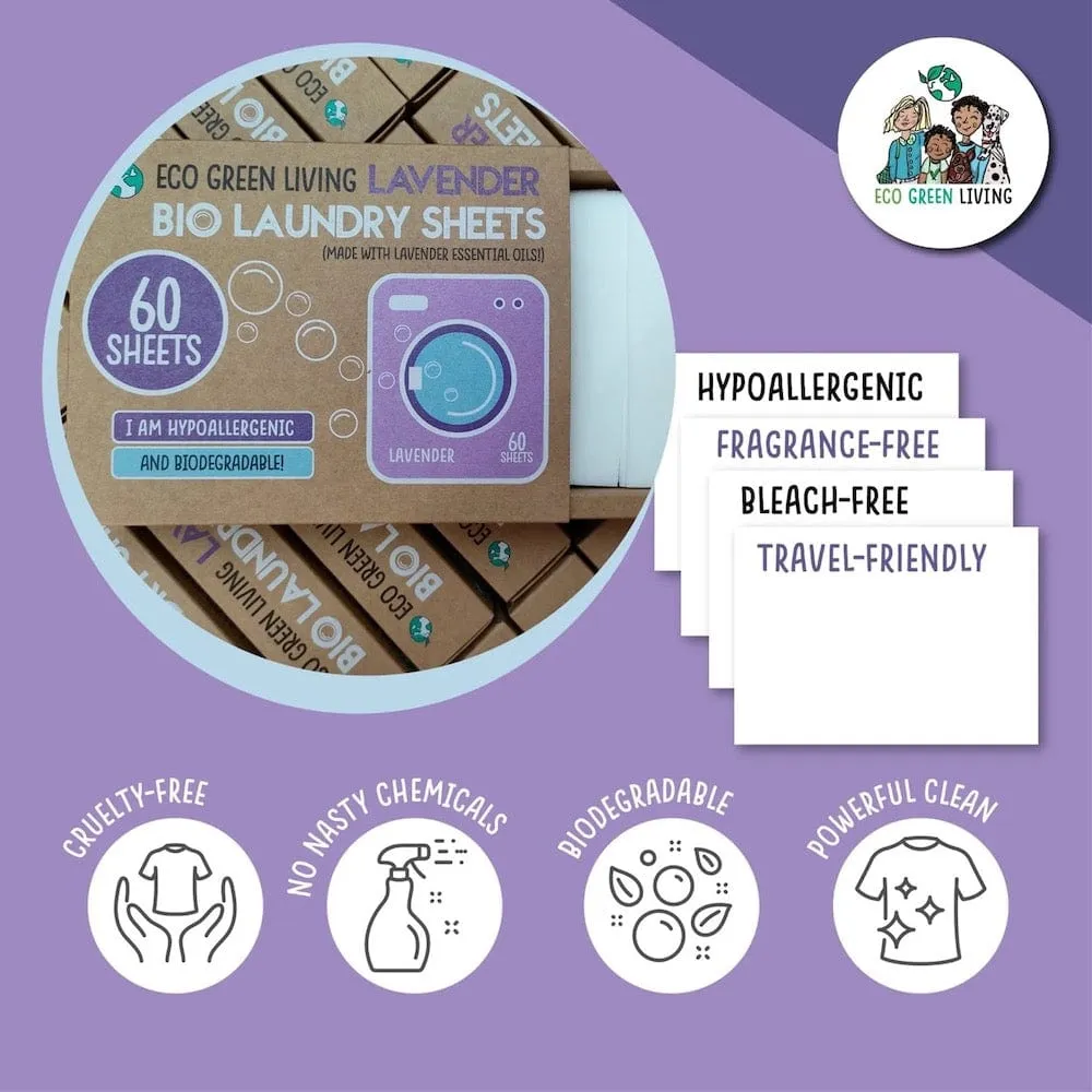 Lavender Bio Laundry Detergent Sheets (60) by Eco Green Living