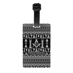 Master Mason Blue Lodge Luggage Tag - Black & Gray