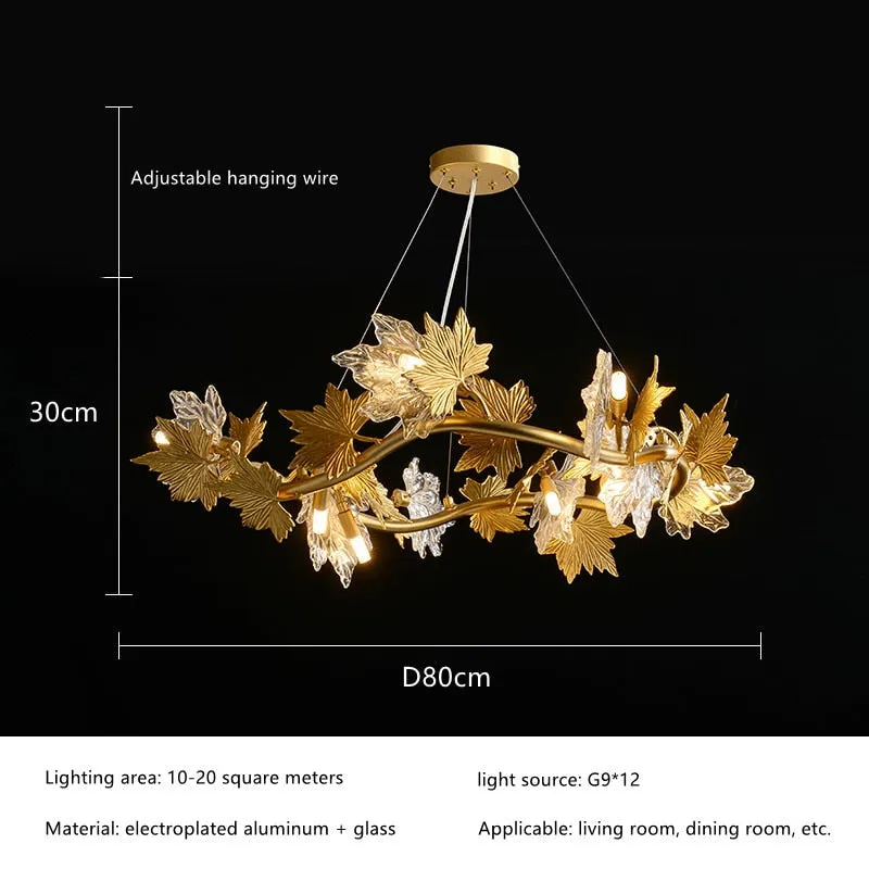 Postmodern LED Glass Chandelier Living Dining Room Bedroom Creative Maple Leaf Decor Pendant Lamps Hotel Lobby Lighting Fixtures