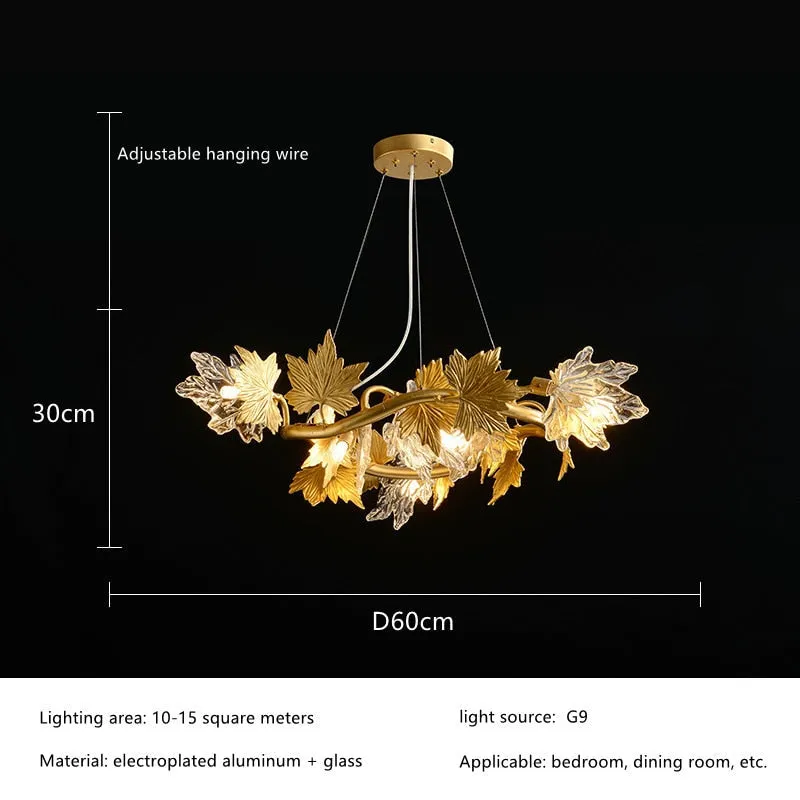 Postmodern LED Glass Chandelier Living Dining Room Bedroom Creative Maple Leaf Decor Pendant Lamps Hotel Lobby Lighting Fixtures