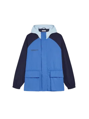 Recycled Nylon Color Block Jacket—cerulean blue