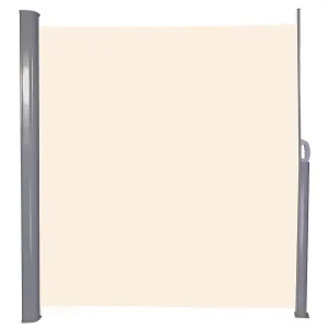 Retractable Side Awning All Aluminum Privacy Screen 118" x 63" Waterproof & UV-Resistant, Beige