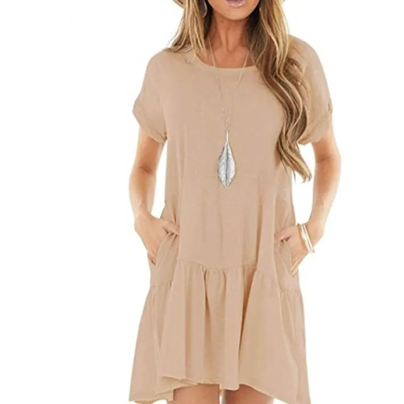 Round Neck Short-sleeve Stitching Dress