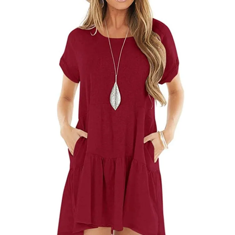 Round Neck Short-sleeve Stitching Dress