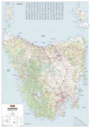 Tasmania Hema 1000 x 1430mm Supermap Paper Wall Map