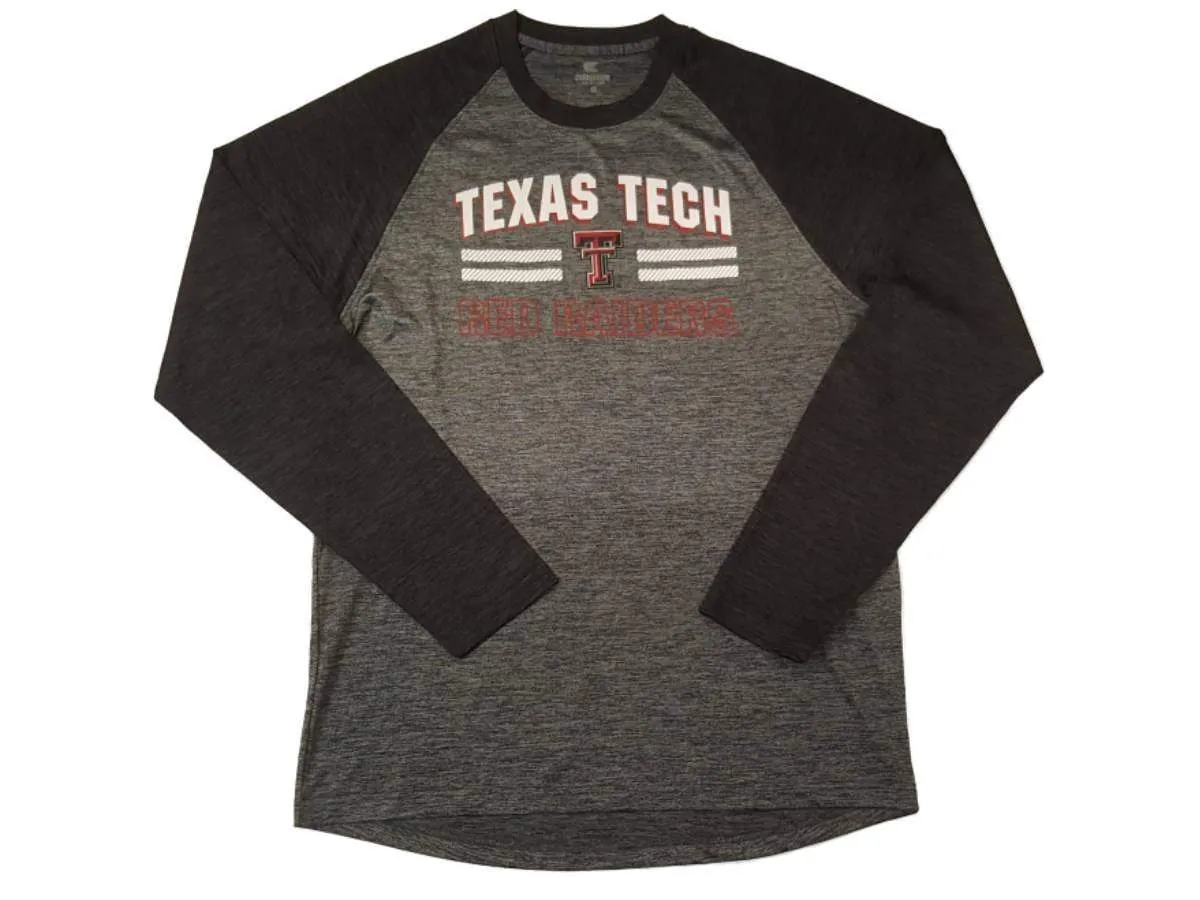 Texas Tech Red Raiders Colosseum Two-Tone Gray Performance LS Crew T-Shirt (L)