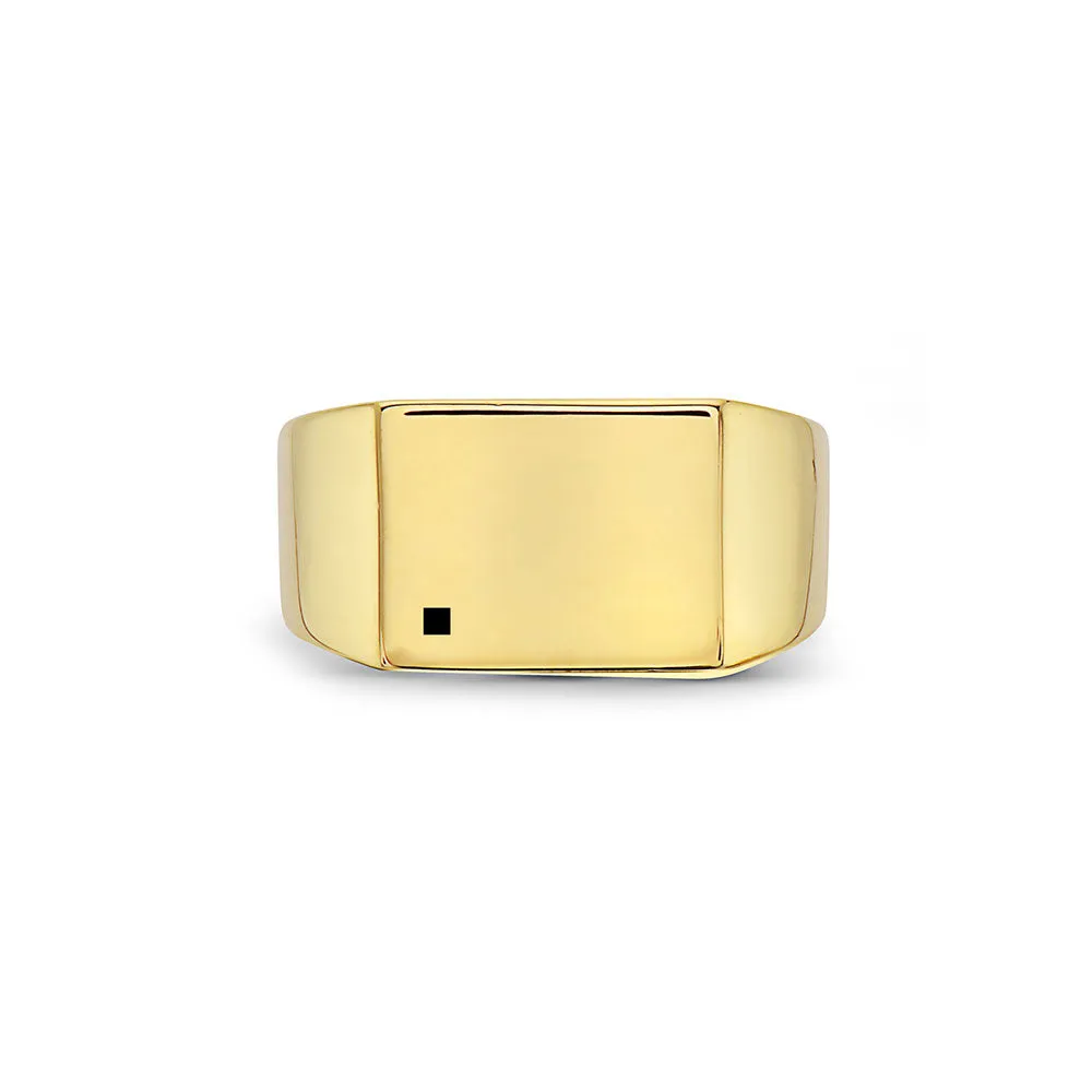 The Rita Ring  - JOEY ZAUZIG RECTANGULAR MINIMAL BLACK STONE SIGNET RING