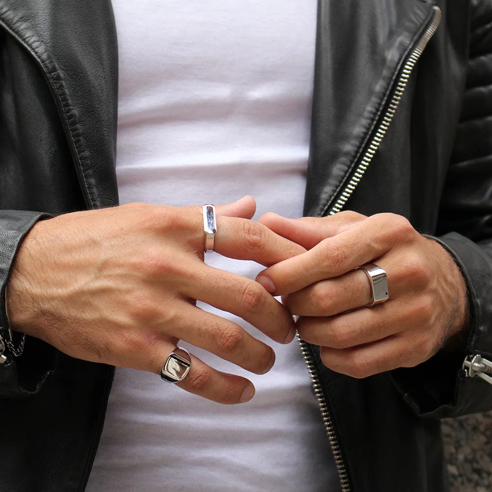 The Rita Ring  - JOEY ZAUZIG RECTANGULAR MINIMAL BLACK STONE SIGNET RING