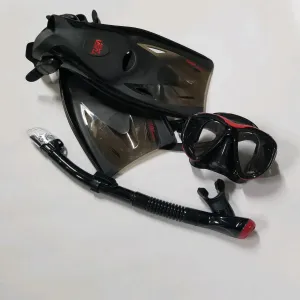 Used Tusa Powerview Adult Dry Travel Set - Black/Red - Medium